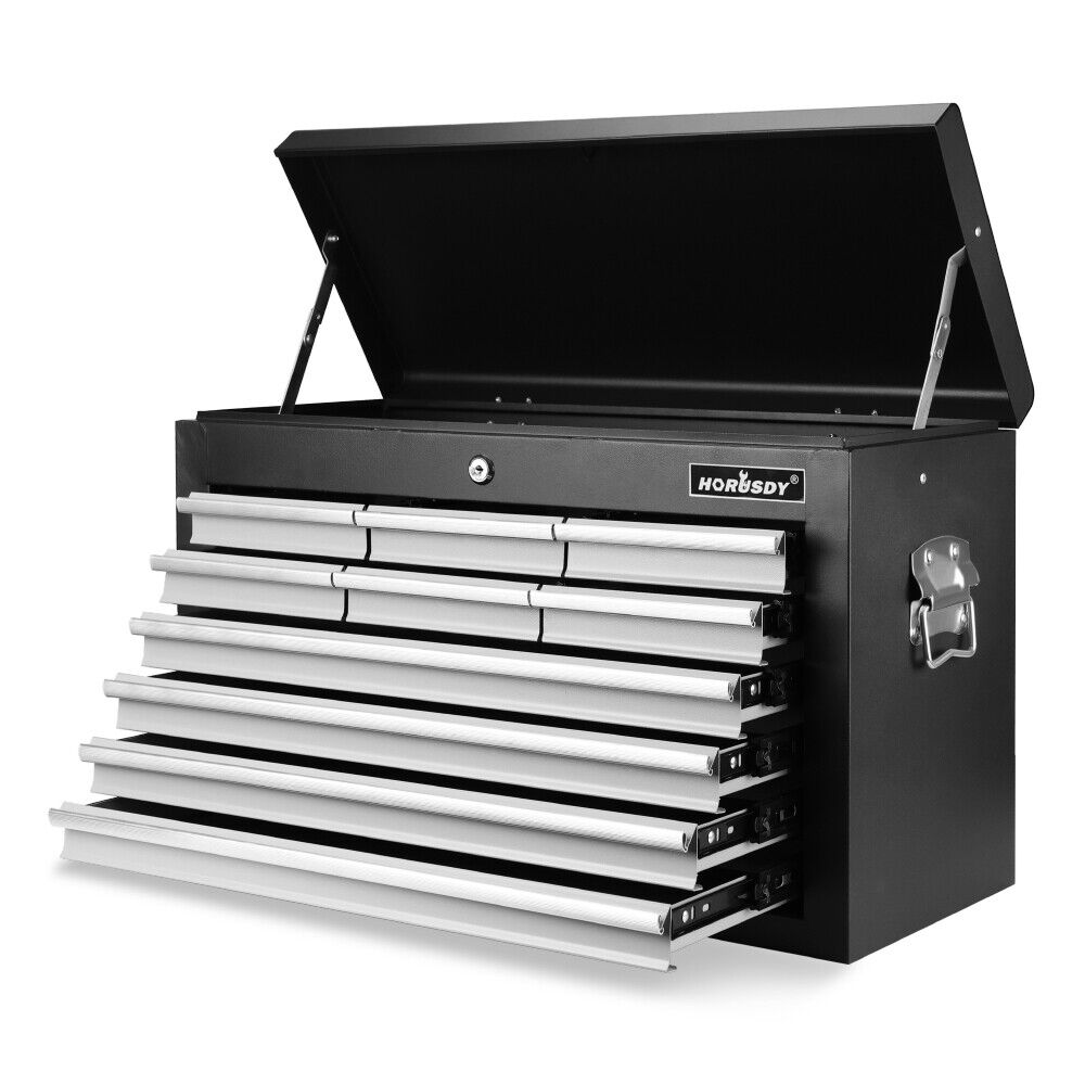 HORUSDY heavy-duty tool chest with 10 pull-out drawers and secure lock, 75kg load capacity