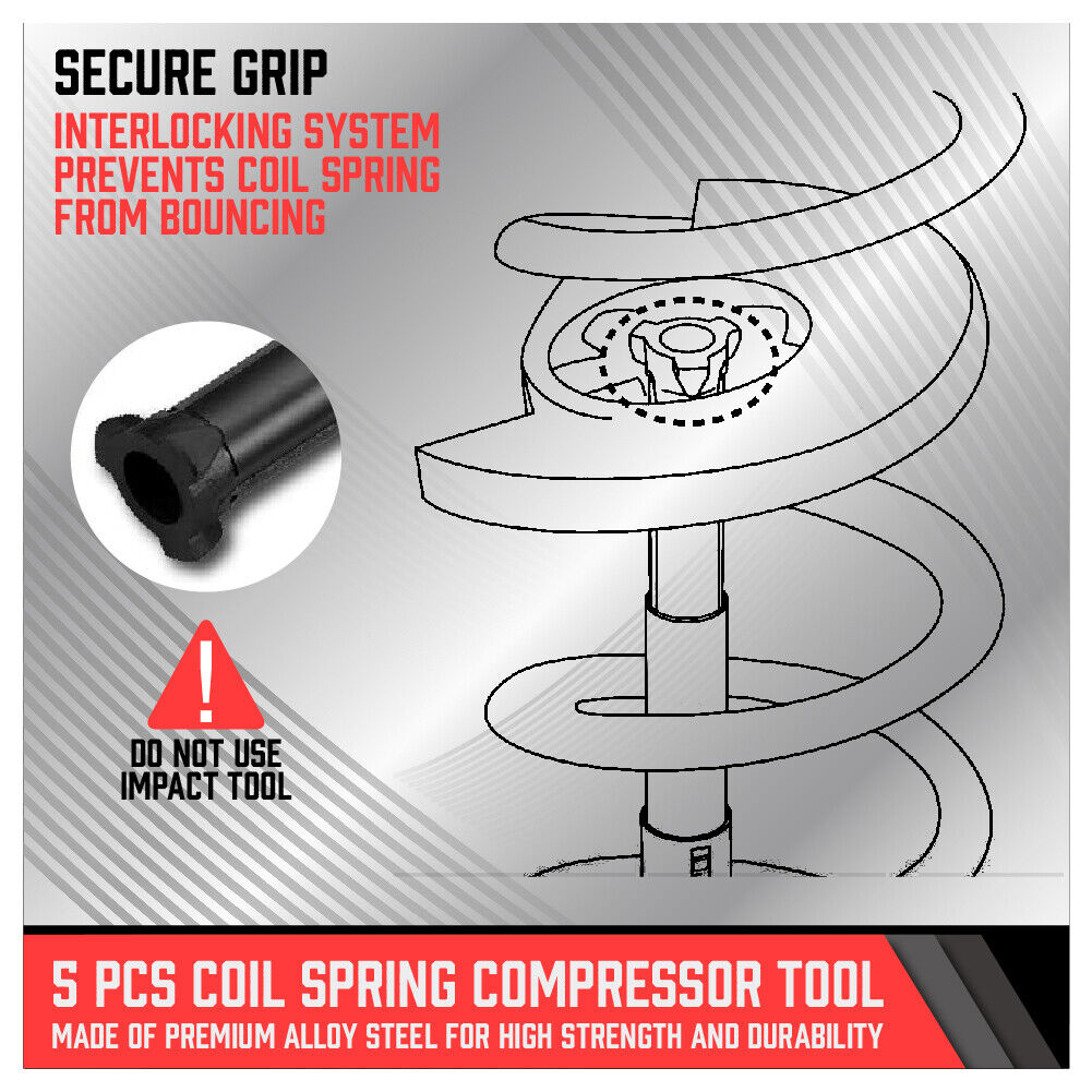Coil Spring Compressor Tool specifically designed for Mercedes Benz and compatible with a wide range of modern vehicles. This tool efficiently removes and replaces coil springs on the wishbone without dismantling the axle. Made of durable alloy steel, it's perfect for suspension work on various car brands, including Ford, Fiat, GM, and more, with plates sizing from Ø70-130 and Ø90-150.