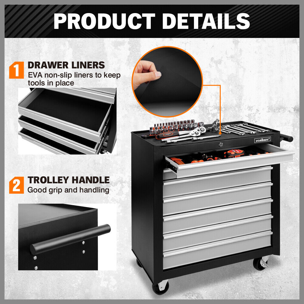 Compact 7-Drawer Tool Storage Trolley with secure locking mechanism and smooth mobility casters for organized workshops