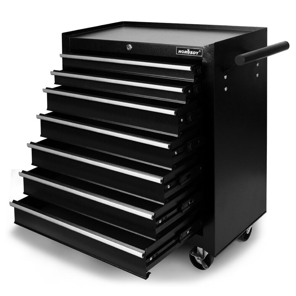 Compact 7-Drawer Tool Storage Trolley with secure locking mechanism and smooth mobility casters for organized workshops