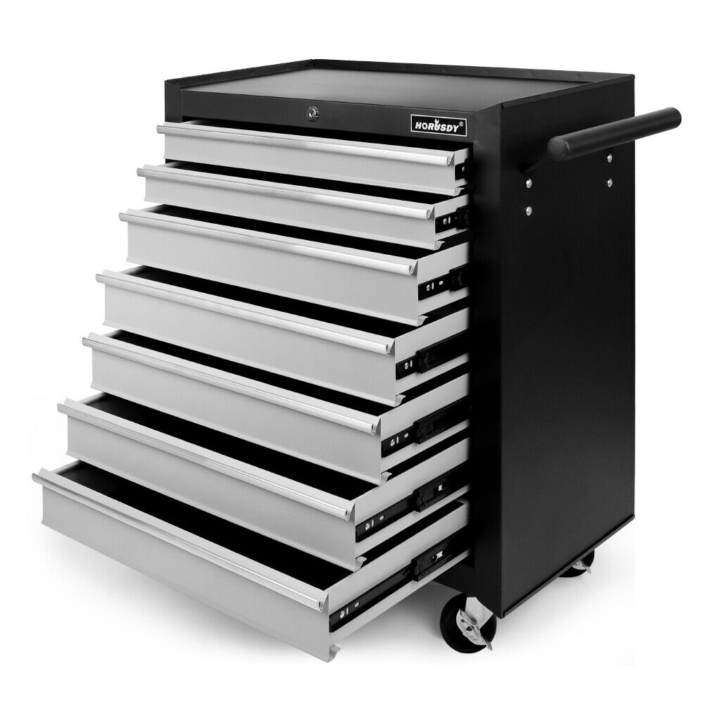 Compact 7-Drawer Tool Storage Trolley with secure locking mechanism and smooth mobility casters for organized workshops