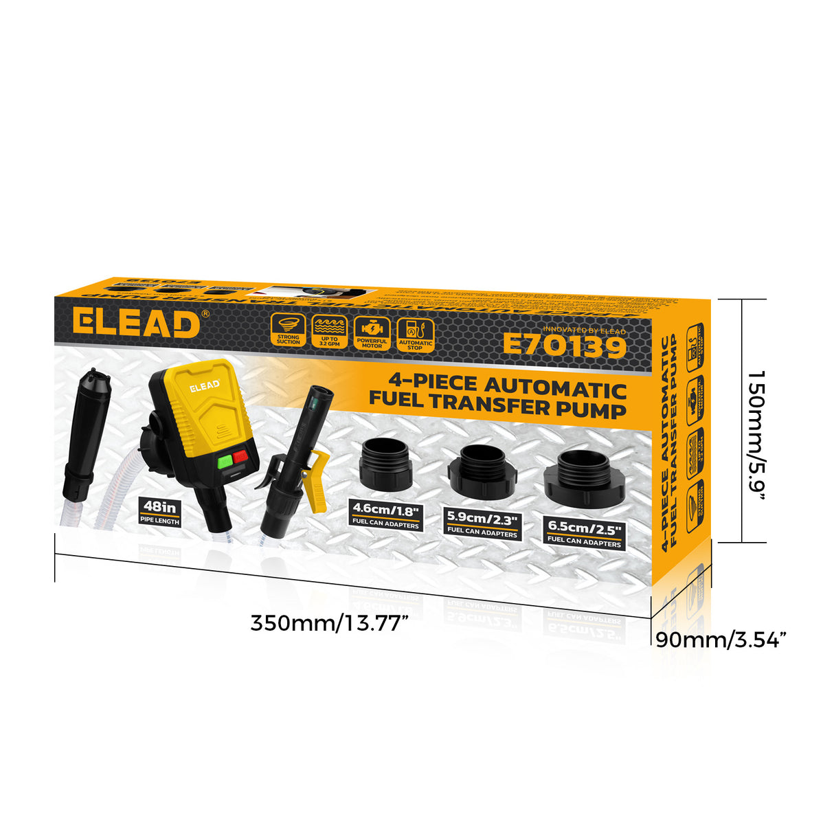 battery powered automatic fuel transfer pump with auto shut-off and multiple fuel can adapters