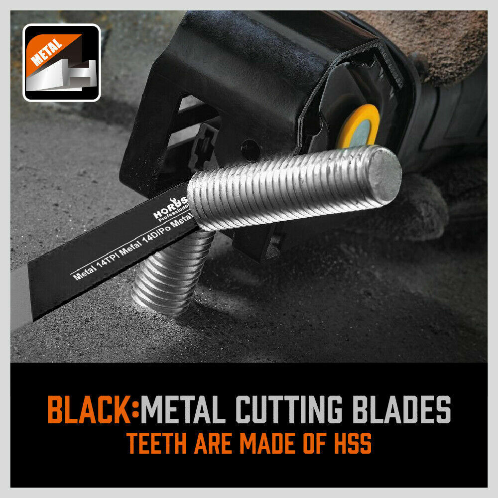 34-Piece Reciprocating Saw Blade Set for Wood and Metal Cutting, compatible with major brands.