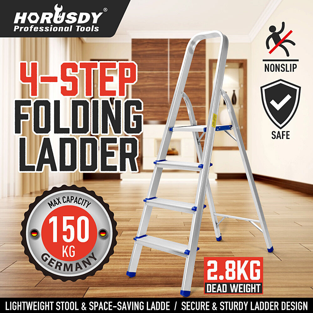 Compact and Lightweight Folding Ladder - Non-Slip Platform, Multi-Purpose Aluminum Design (3/4/5 Steps) - Ideal for Home and Work