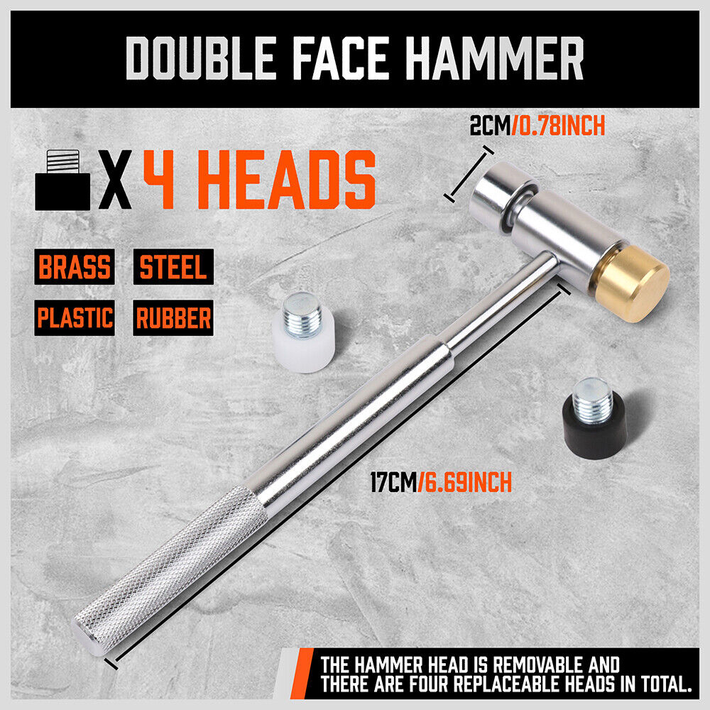 Versatile 22-Piece Hammer and Punch Set with Copper, Plastic, and Brass Heads