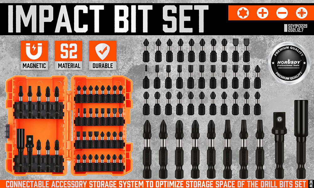 Comprehensive 42 Piece Impact Screwdriver Bit Set featuring Magnetic Drill Holder and Socket Adapter