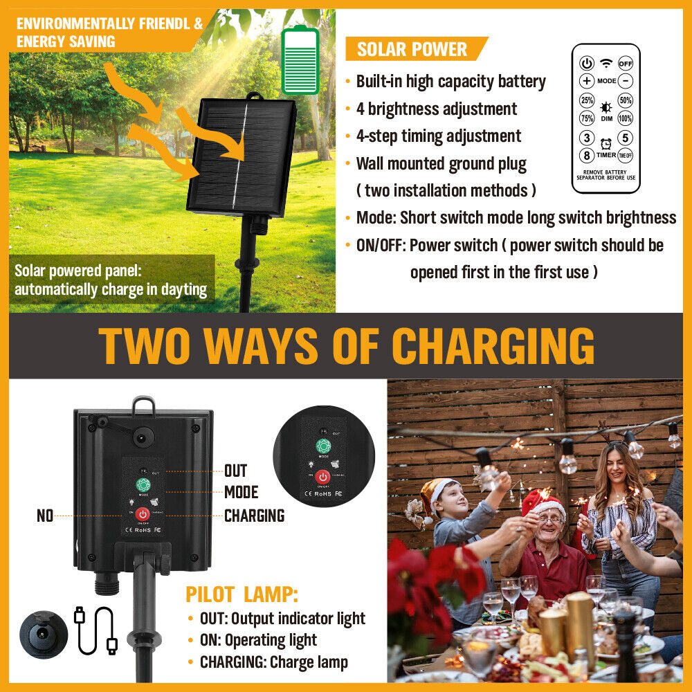 Solar-Powered String Lights for Festoon Wedding Party