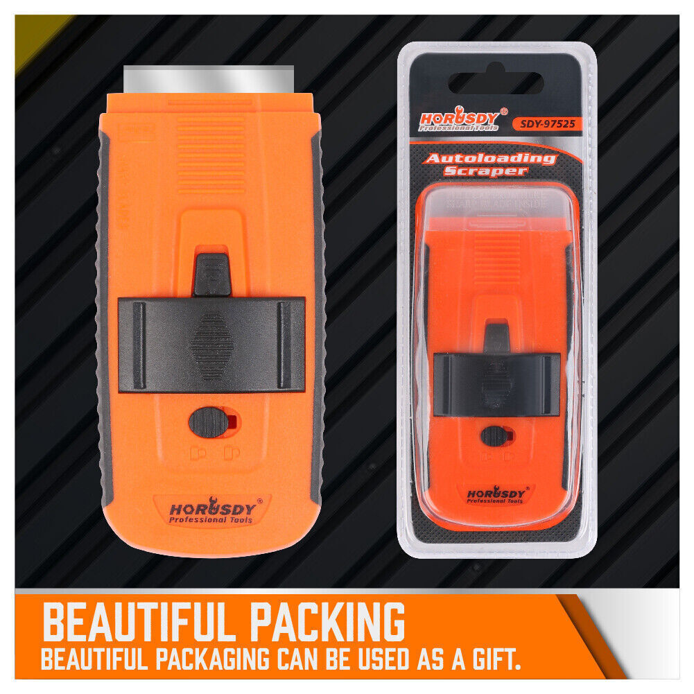 HORUSDY Plastic Razor Blade Scraper Tool for Paint and Adhesive Removal, 4 Additional Blades, Durable and Non-Scratching