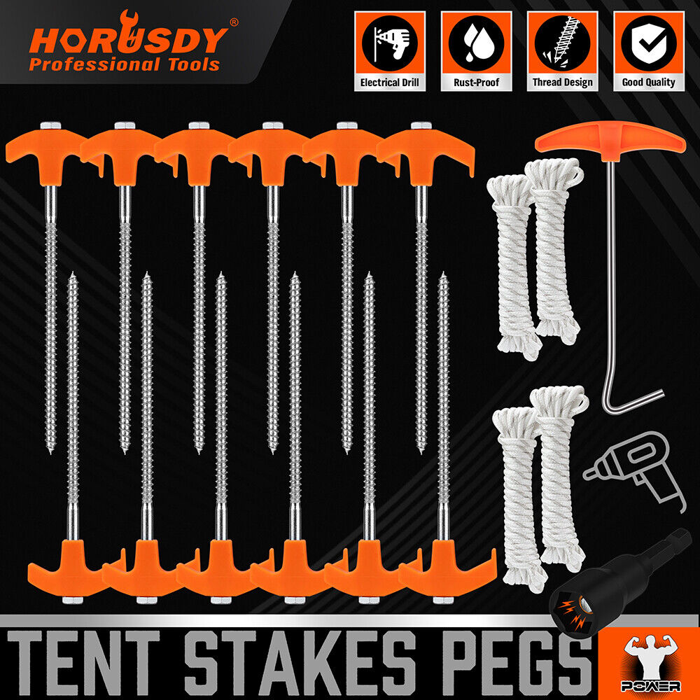 HORUSDY 18PCS Camping Tent Pegs Kit with Magnetic Socket and Accessories, Perfect for Secure and Easy Tent Setup