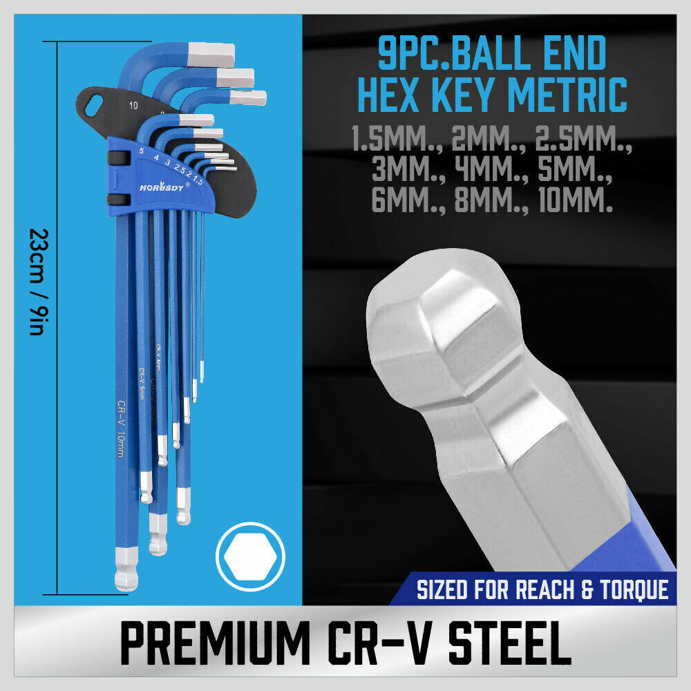 Premium 36Pc Hex & Torx Key Set - Color-coded, slip-resistant grip. Ball end design. Tamper-proof Trox Star Keys.