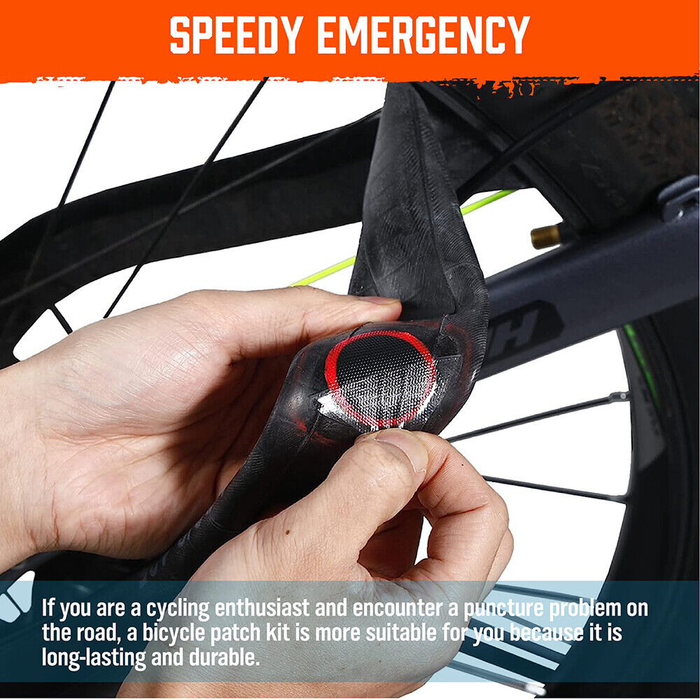 HORUSDY 8-Piece Bike Repair Kit with Adhesive, Tire Patches, Metal Rasp, and Rubber Hoses for Quick Puncture Fixes