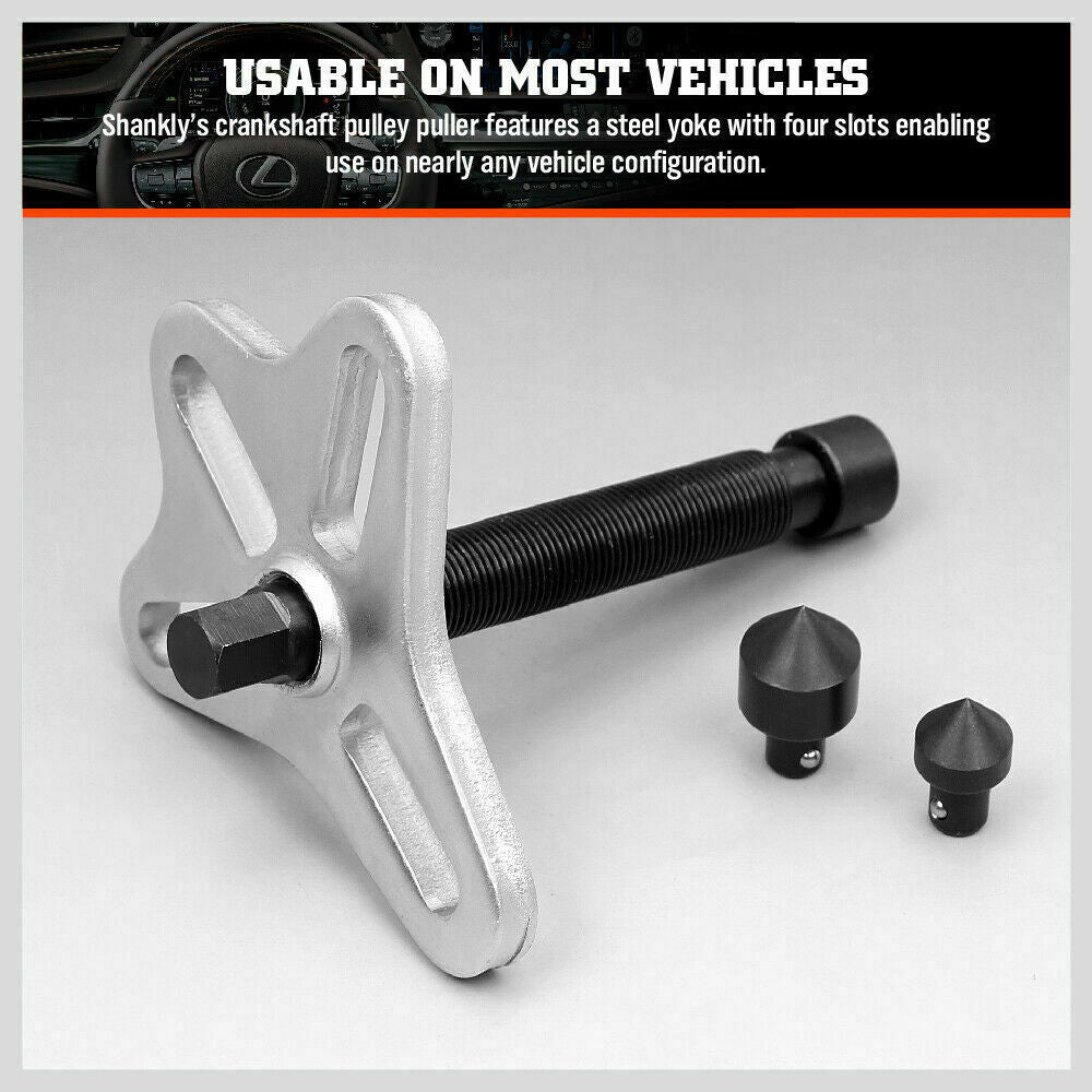 46-Piece Professional Harmonic Balancer and Gear Puller Set, featuring various pullers, bolts, and adapters for automotive maintenance and repair