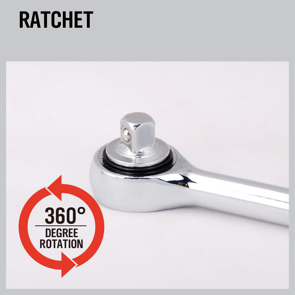 3-Piece Gator Grip Universal Socket Wrench Set with size range 7mm to 19mm, including power drill adapter and wrench, in silver color.