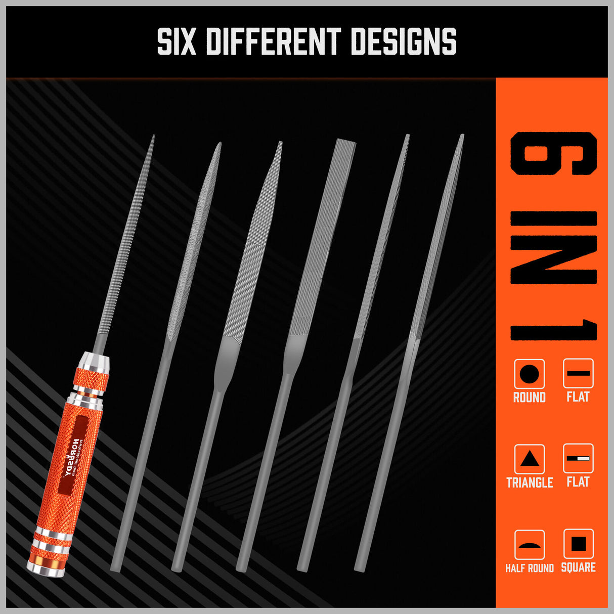 7Pc Mini Needle File Set with Interchangeable Handle - 157mm Long, Ideal for Wood and Metal Carving