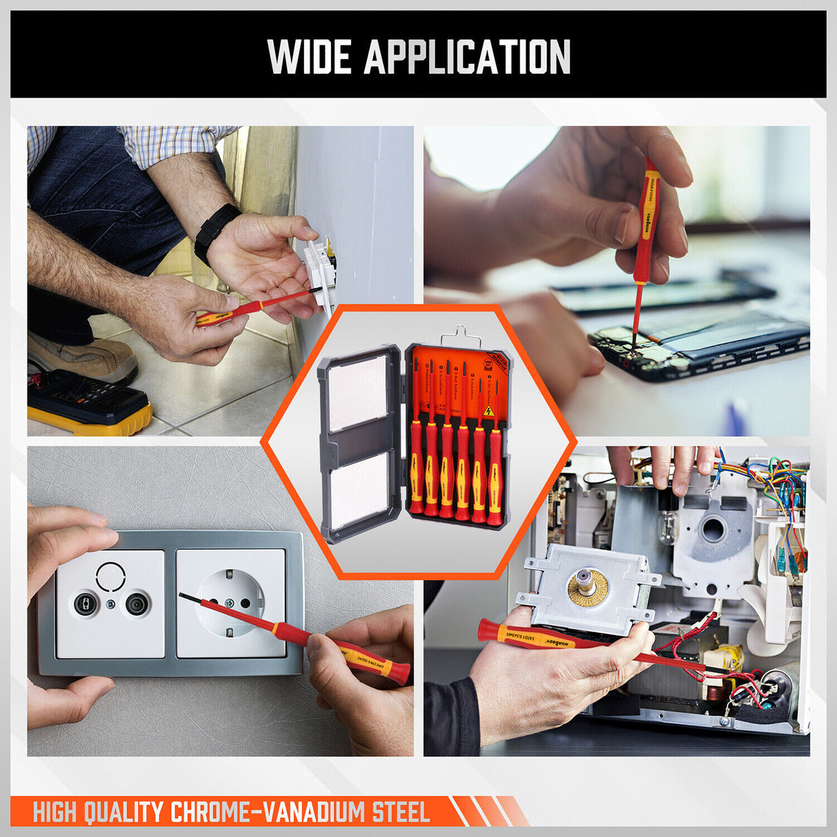 HORUSDY 6-Piece Precision Insulated Magnetic Screwdriver Set - 1000V Safety Rated, Slotted and Phillips Heads, Durable and Rust-Resistant