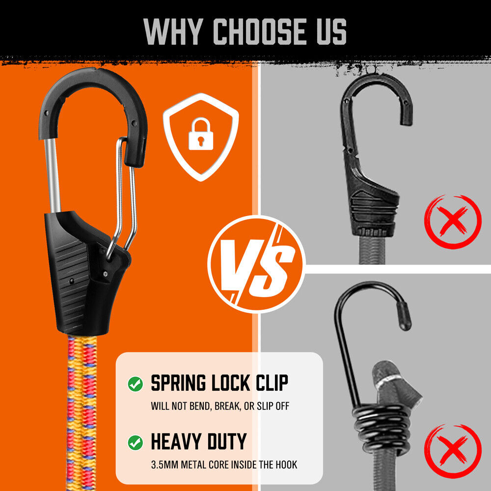 HORUSDY 28Pcs Outdoor Bungee Cord Set - Heavy-Duty Latex and Polyester, Multi-Length Cords with Secure Hooks