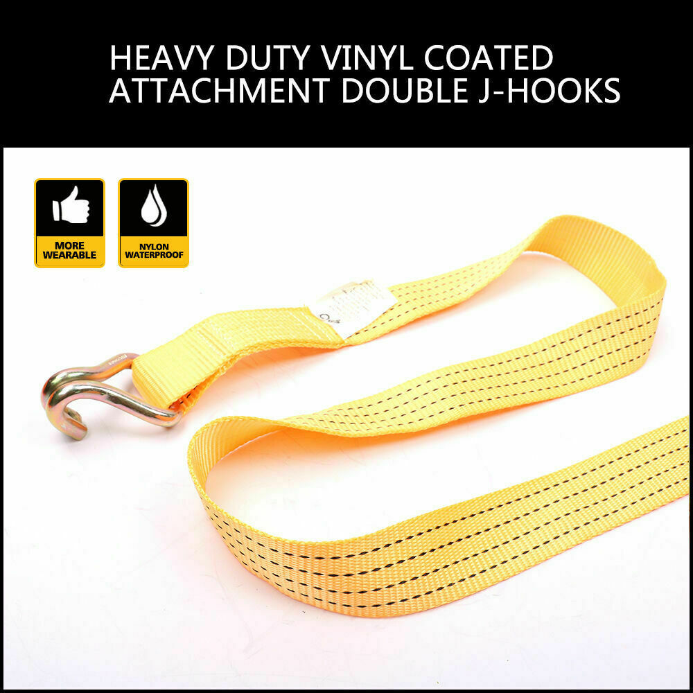 Durable 50mm wide and 10-meter long ratchet tie down strap, capable of handling a load of up to 2000KG. Perfect for securing cargo on trucks, trailers, and boats. Features weather-resistant woven polyester construction with a user-friendly ratchet mechanism for enhanced tension and effortless securing