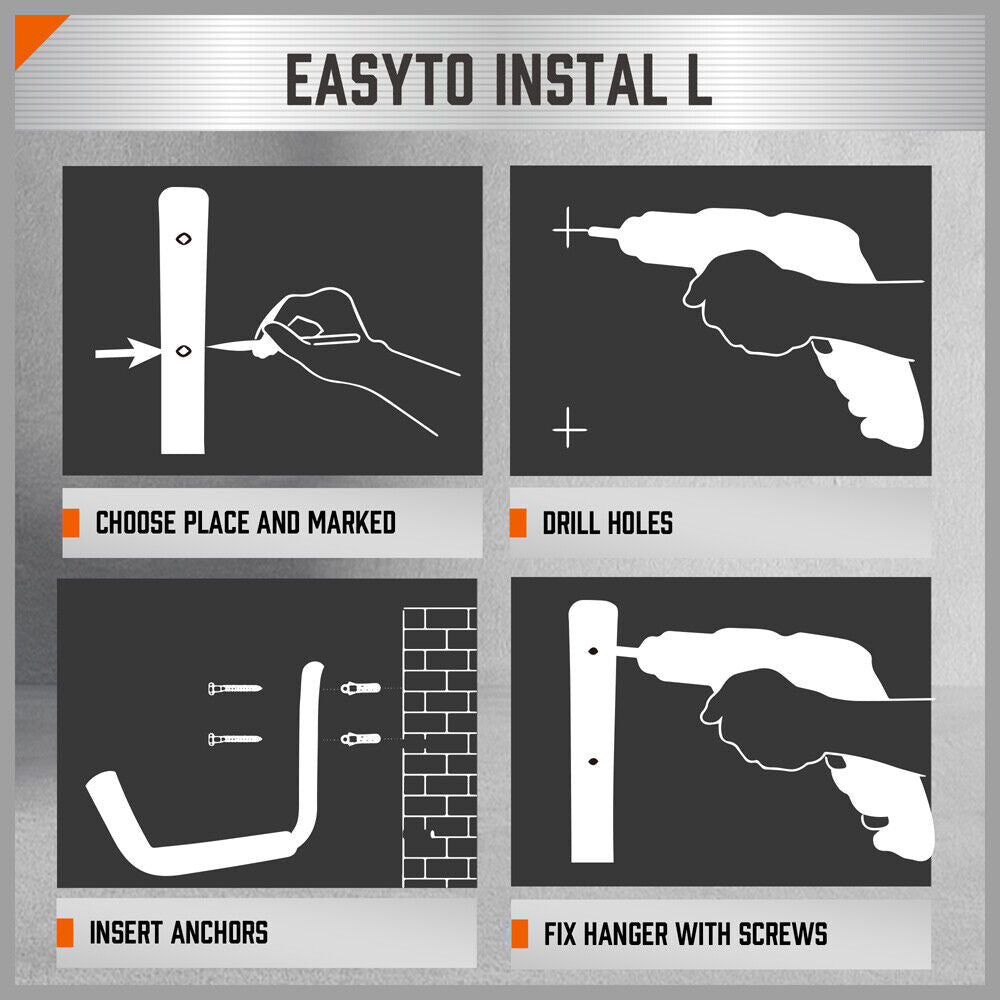 Heavy-duty wall mount hooks for garage organization