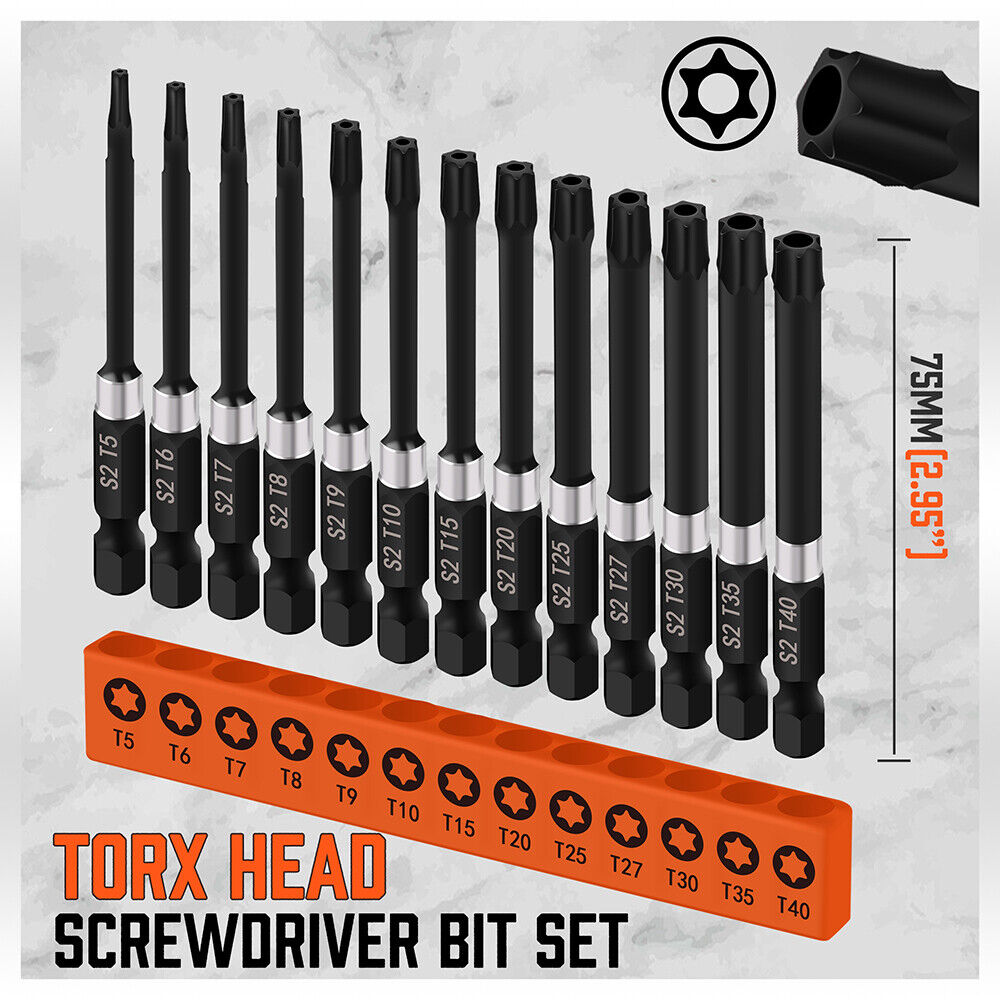 13-Piece Magnetic Torx Screwdriver Bit Set - Tamper Proof Security, High Precision, Versatile Compatibility.