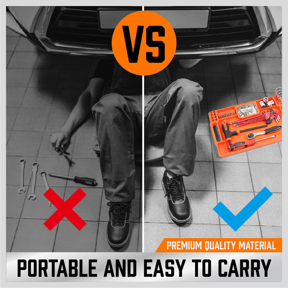 Medium Non-Slip Flexible Tool Tray with Magnetic Section for Small Parts