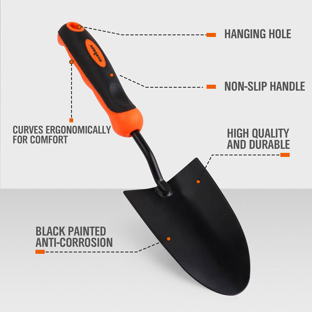 Durable HORUSDY 13'' Garden Trowel, Rust-proof Metal Hand Shovel with Ergonomic Plastic Handle for Efficient Transplanting and Digging in Gardens