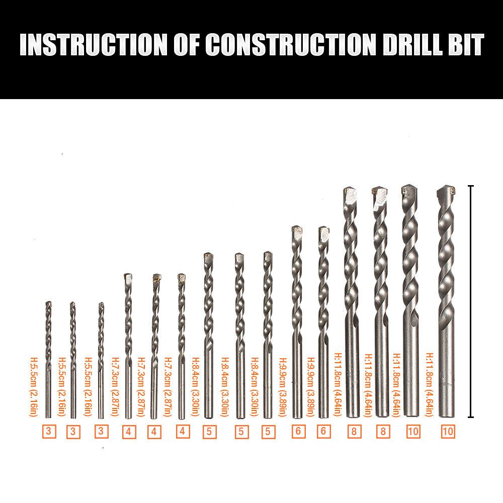 Comprehensive 45-Piece HSS Drill Bit Set, including 15 Metal, 15 Wood, and 15 Concrete Drill Bits in Various Sizes, with a Sturdy Carrying Case