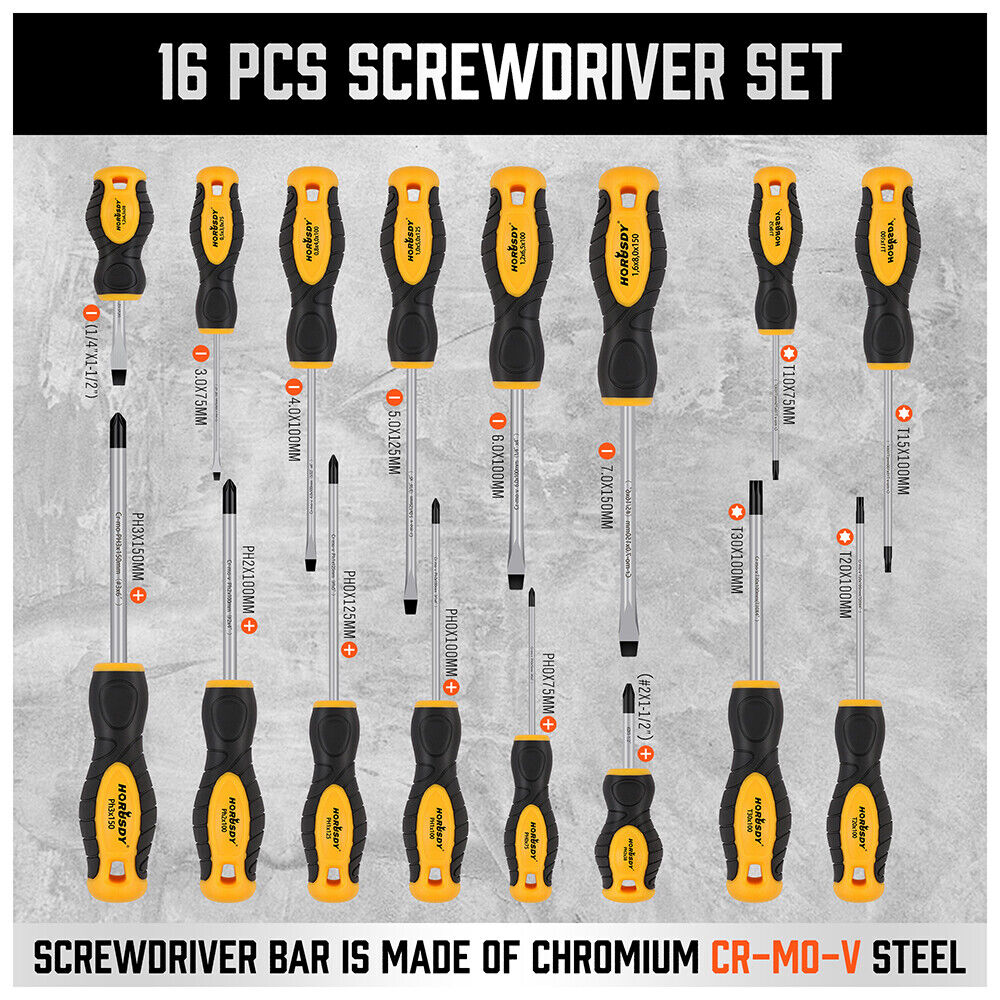HORUSDY 58-Piece Magnetic Screwdriver Kit - Includes 16 Screwdrivers, Magnetizer, Demagnetizer, Screwdriver Holder, and 40 Replaceable Heads for Diverse Applications