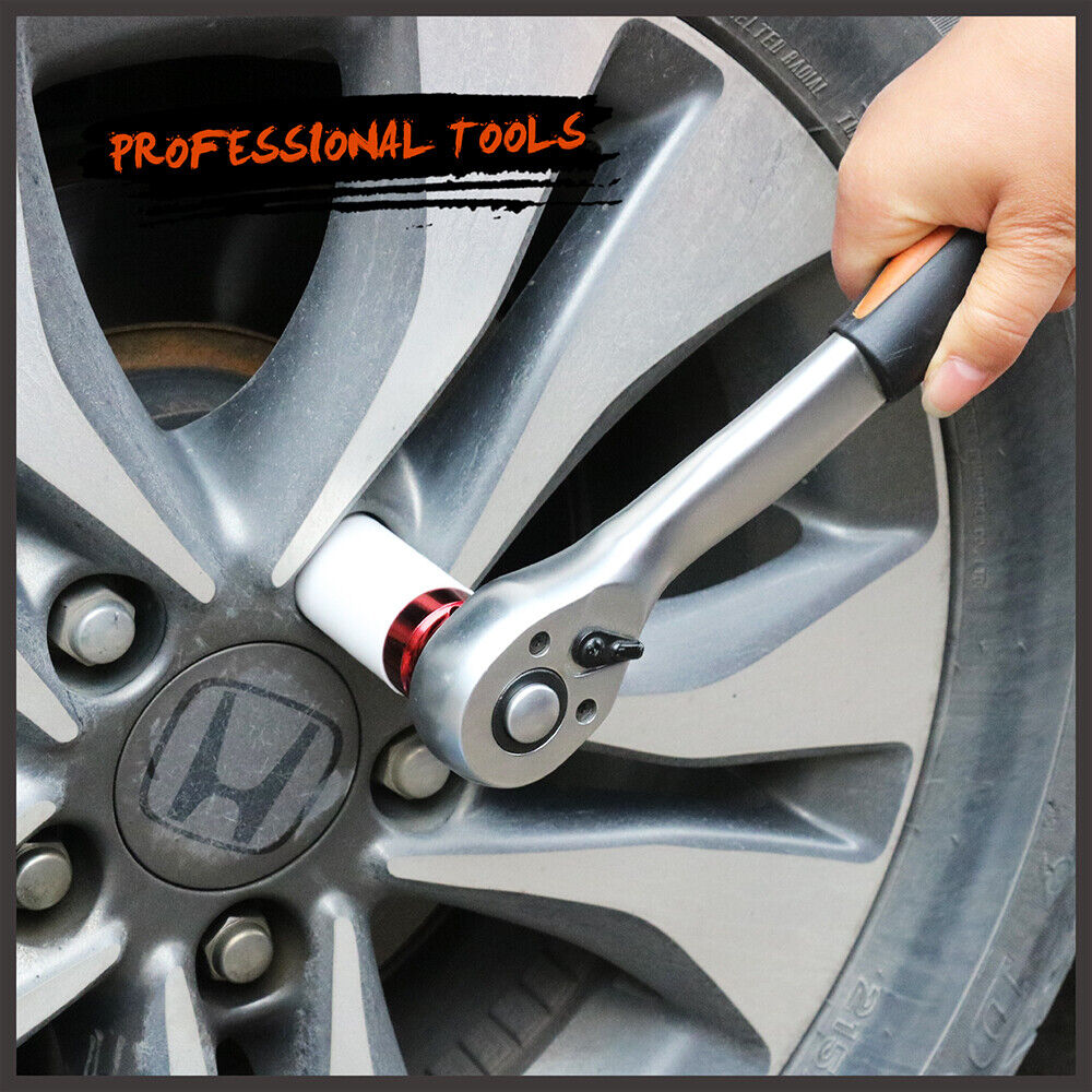 HORUSDY 5-Piece Impact Socket Set - Includes 15, 17, 19, 21, 22mm Sockets with 1/2 Inch Drive and Protective Nylon Sleeves for Alloy Wheels, in Color-Coded Design