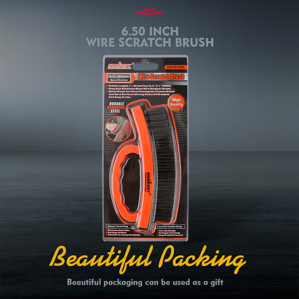 Stainless steel wire brush, 165CM length with a comfortable grip handle for effective cleaning on hard surfaces