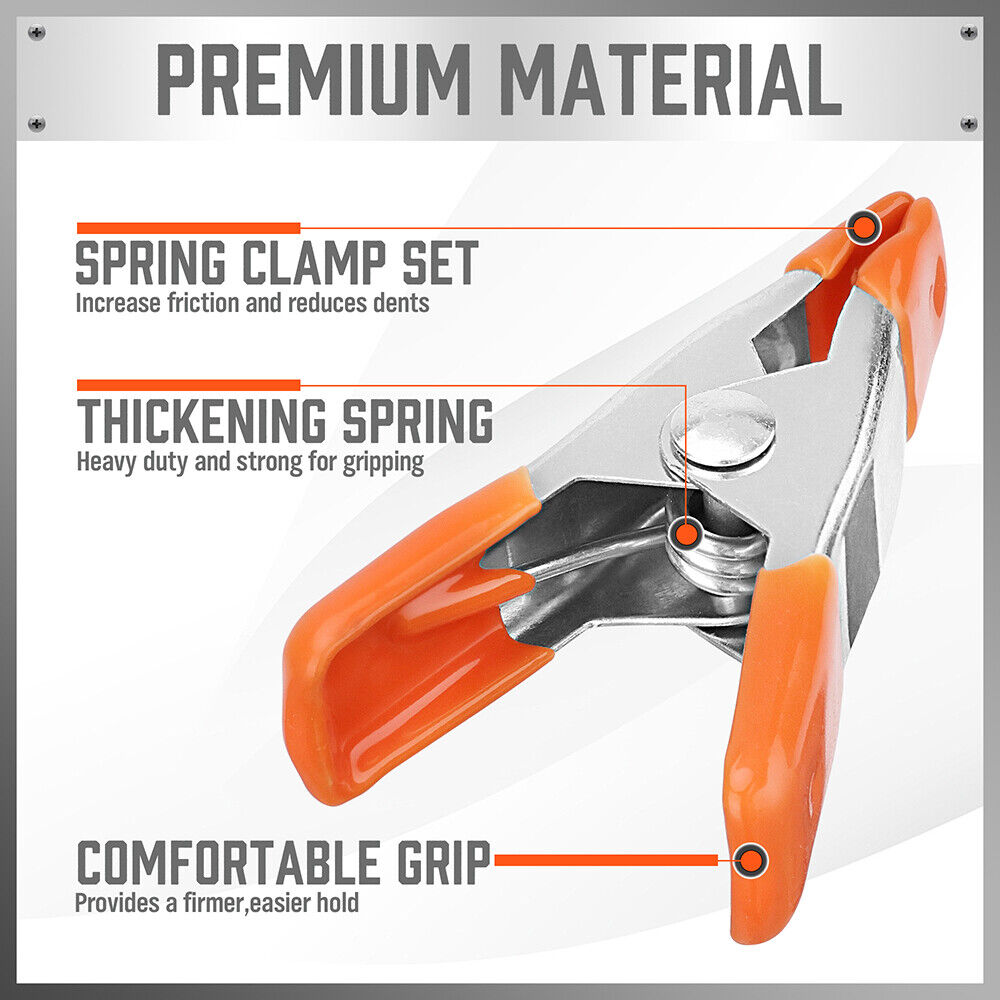 Set of 10 HORUSDY Strong Spring Clamps, 2-Inch Size with Non-Slip Rubber Grip and Durable Nickel-Plated Steel, Ideal for Carpentry and Home Decoration