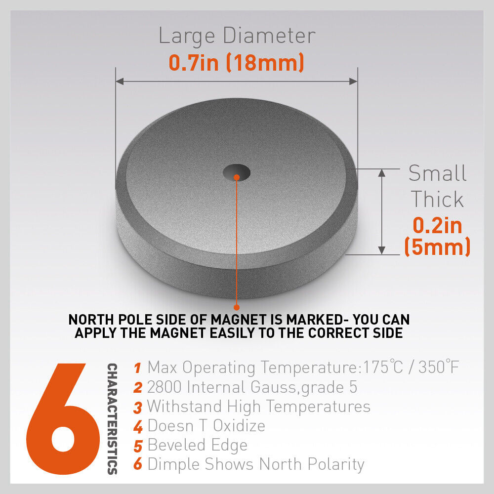Pack of 50 Strong Round Flat 18mm Disc Magnets - Ideal for DIY Crafts, Office, and Fridge, with Beveled Edges for Safety