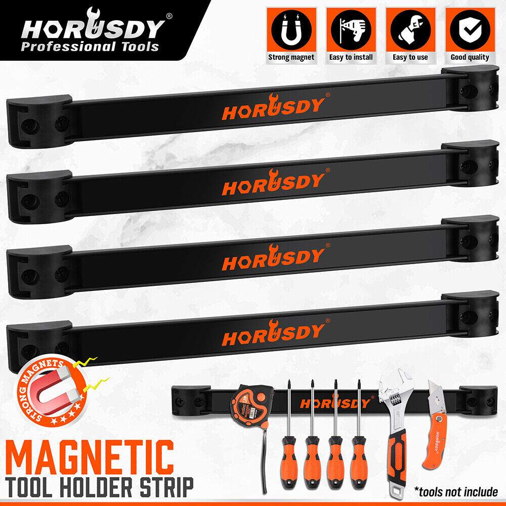 HORUSDY 4-Piece 12-Inch Magnetic Tool Holder Set - Durable Alloy Steel Strips for Efficient Garage and Workshop Tool Organization