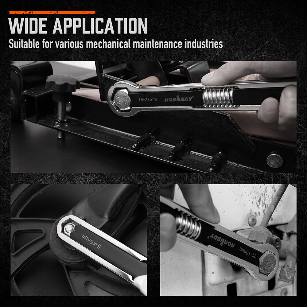 HORUSDY 2-Piece Universal Wrench Set, 8-inch and 10-inch, Adjustable for SAE and Metric Sizes, Full Steel with Mirror Polish Finish