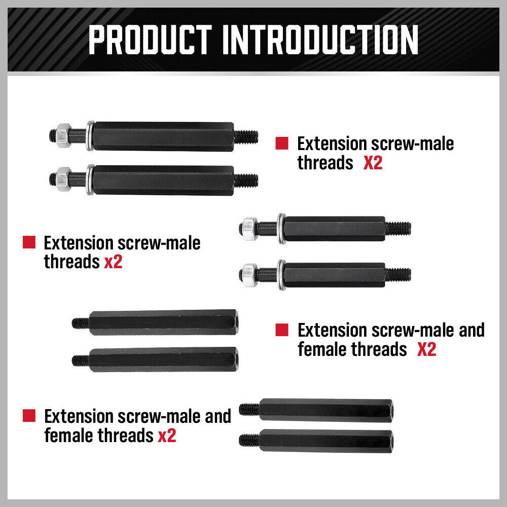 12-Piece Bearing Splitter and Gear Puller Tool Set for Smooth Removal of Bearings, Pulleys, and Steering Wheels