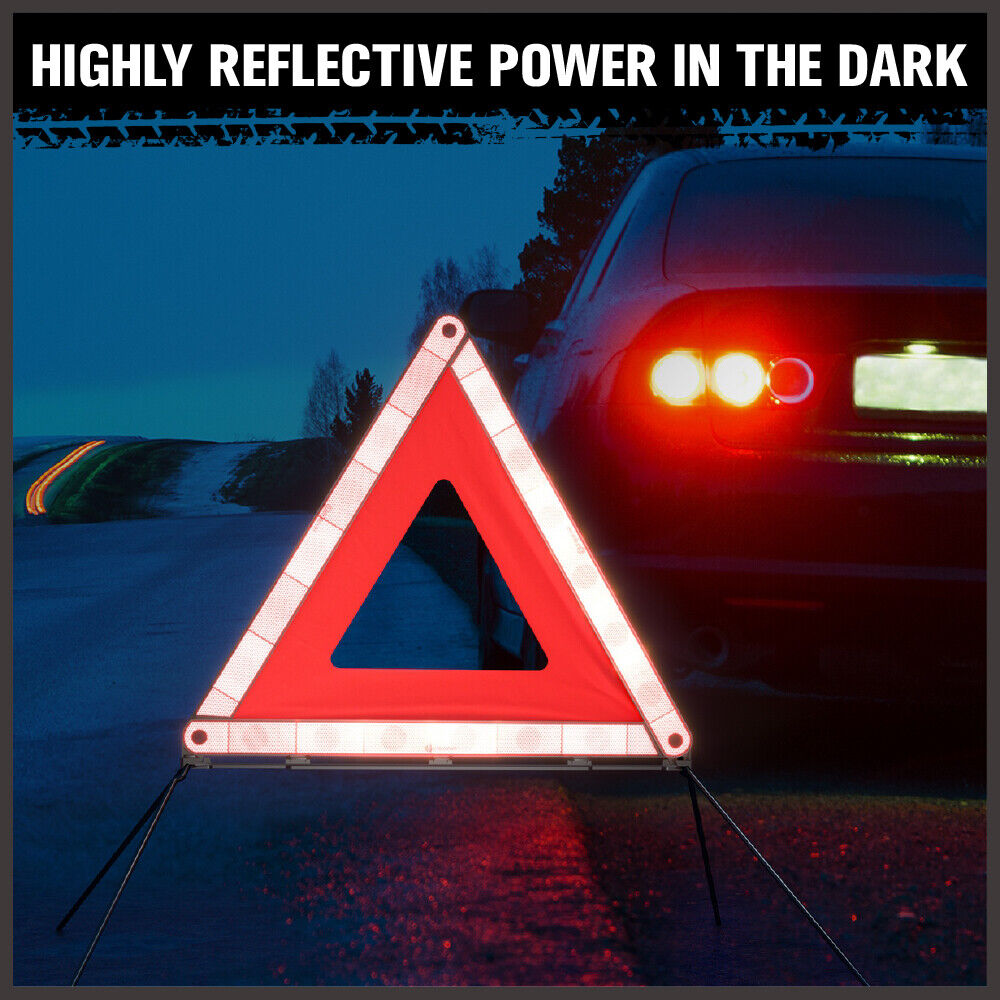 3Pc Emergency Warning Triangle Set - Reflective Safety Sign for Roadside Assistance