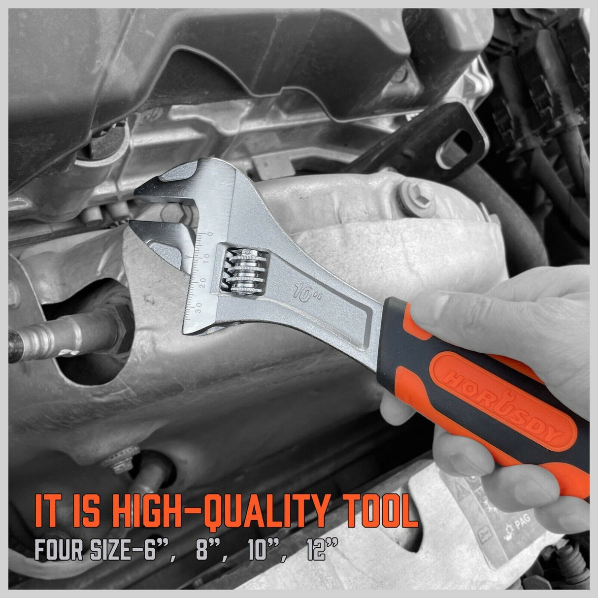 Set of Adjustable Wrenches in 6", 8", 10", 12" - Heavy Duty, Ergonomic DURAGRIP Handle, Chrome Vanadium Construction
