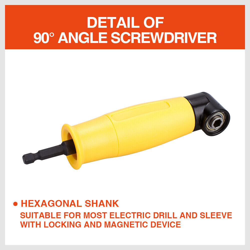 Right Angle Drill Attachment 90° Degree Adapter for 1/4" Hex Bits