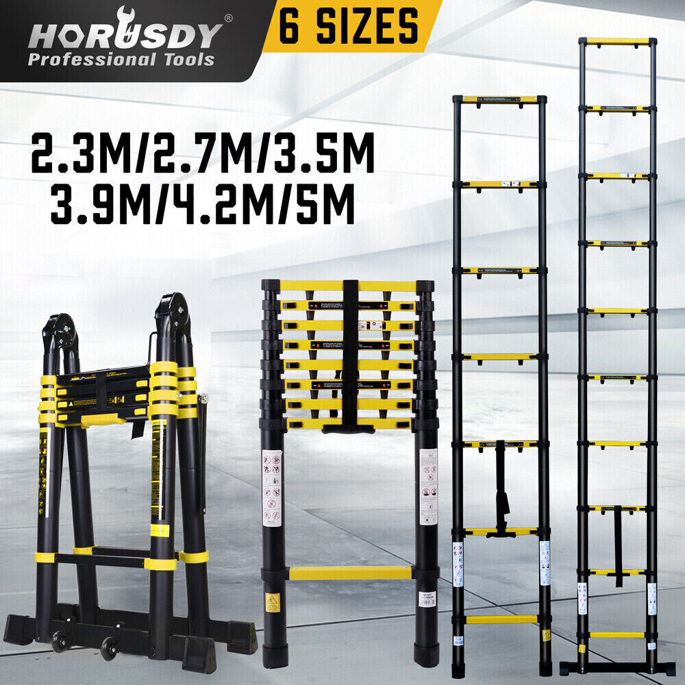 Telescopic Folding Ladder - Aluminum Alloy Extension Step (2.3/2.7/3.5/3.9/4.2/5M) - Durable and Safe for Various Applications
