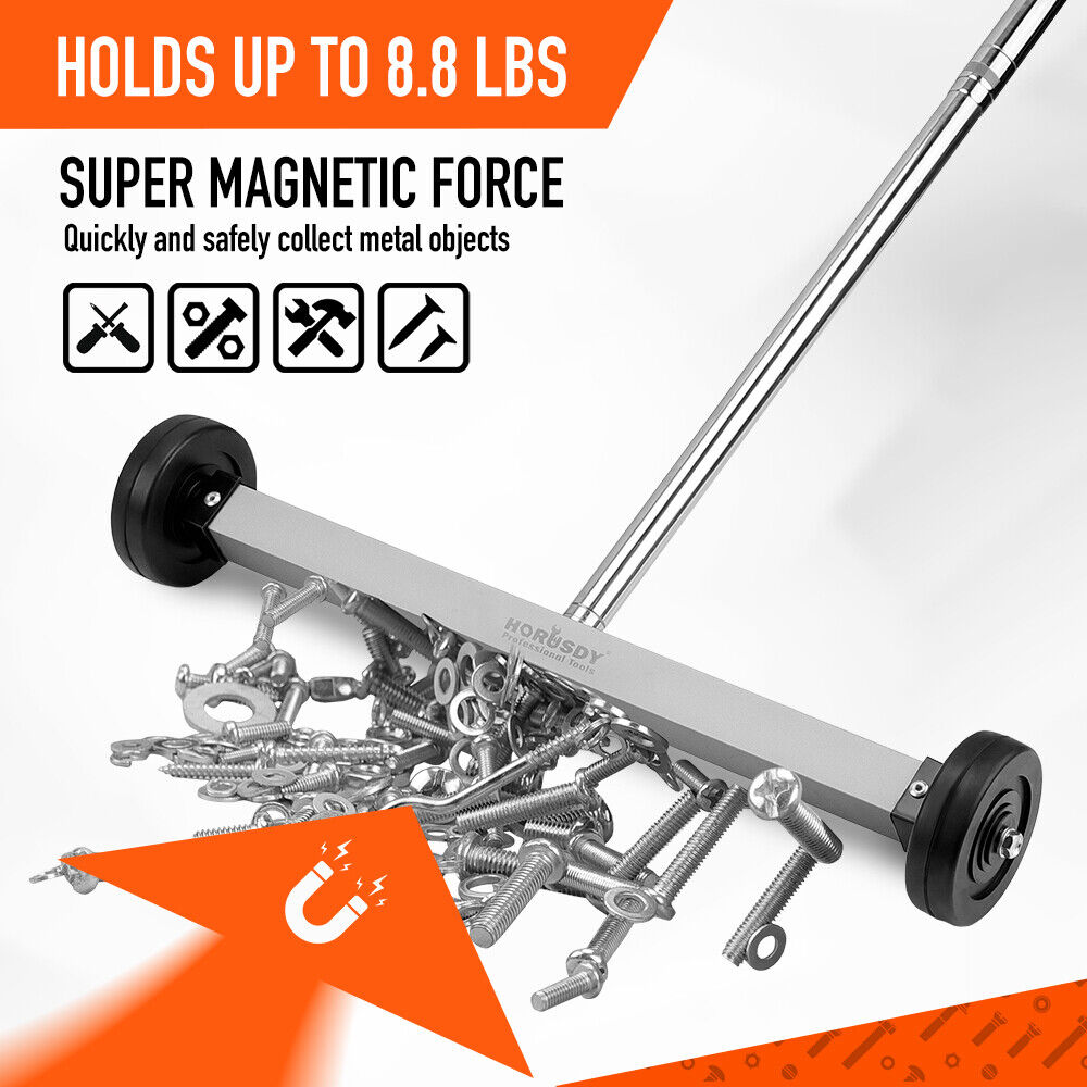HORUSDY Magnetic Sweeper, 17-Inch Telescoping Design, 8.8Lbs Magnetic Force, Ideal for Construction Sites and Workshops