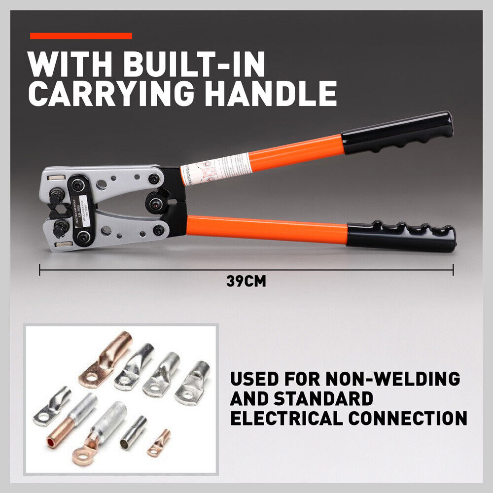 Heavy-Duty 6-50 mm² Wire Crimper with Built-in Dies - Anti-Slip Hand Tool for Cable Crimping and Electrical Connections
