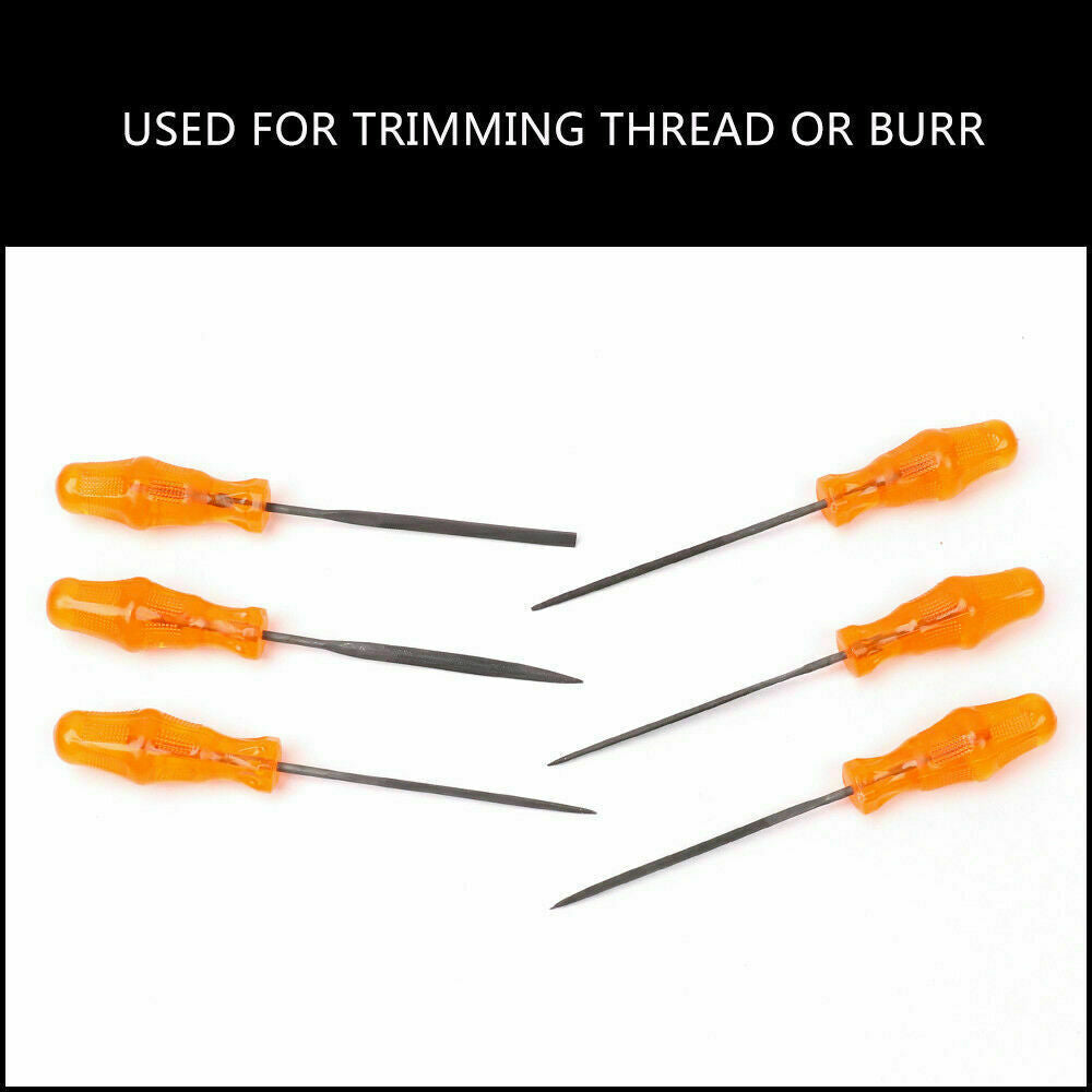 6Pc Mini Needle File Set in Alloy Steel - Ideal for Woodworking, Carving, and Craft Projects with Ergonomic Grips
