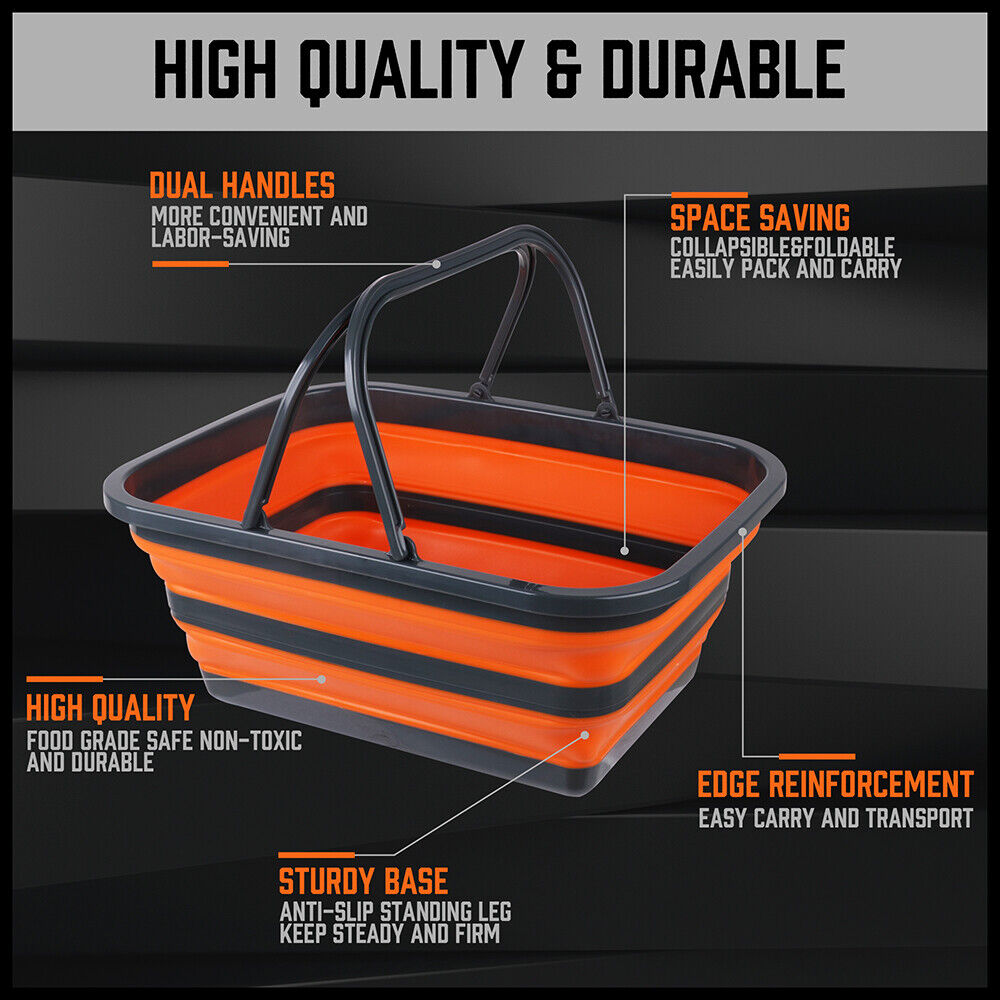 Versatile 16L Adjustable Collapsible Sink - Portable, Durable, Ideal for Camping, Showers, Storage, Dishwashing