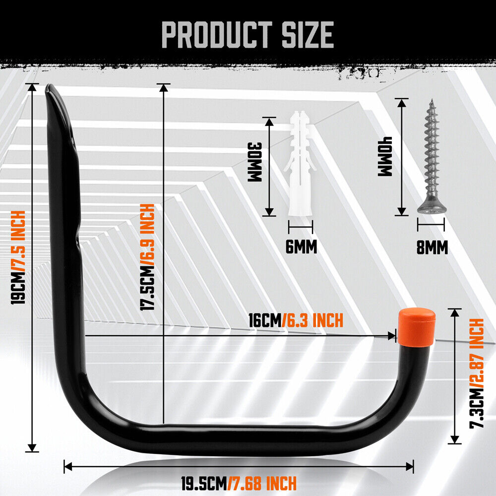 HORUSDY 6Pc Garage Storage Hooks Set - Durable Steel, Rust Resistant, 15Kg/30Lbs Capacity