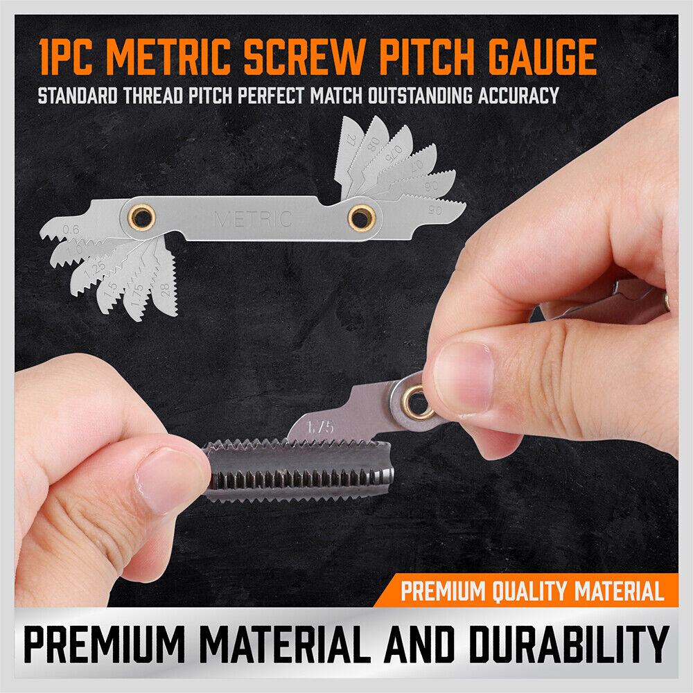 Durable 40 Piece Tap and Die Set in Metric Sizes with Screwdriver Thread Drill and Pitch Gauge