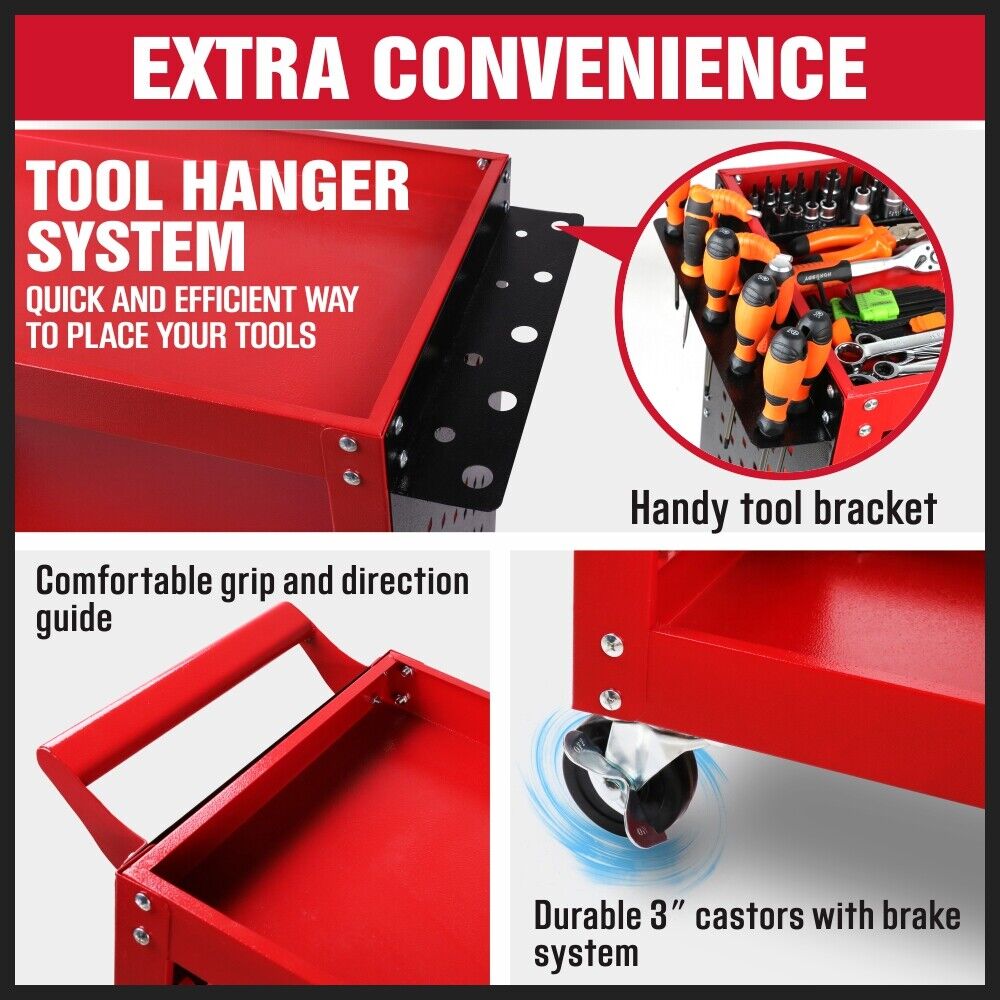 Heavy-Duty Tool Storage Trolley with Pegboard Hooks, efficient organization and easy mobility for workshop tools.