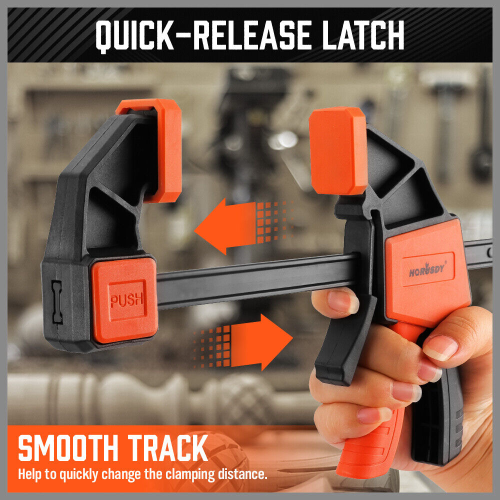 Set of 2 HORUSDY 6-inch Woodworking Bar Clamps with Quick Clamp and Spreader Function, 150Lbs Load Capacity