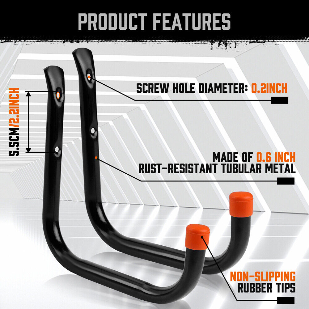 HORUSDY 6Pc Garage Storage Hooks Set - Durable Steel, Rust Resistant, 15Kg/30Lbs Capacity
