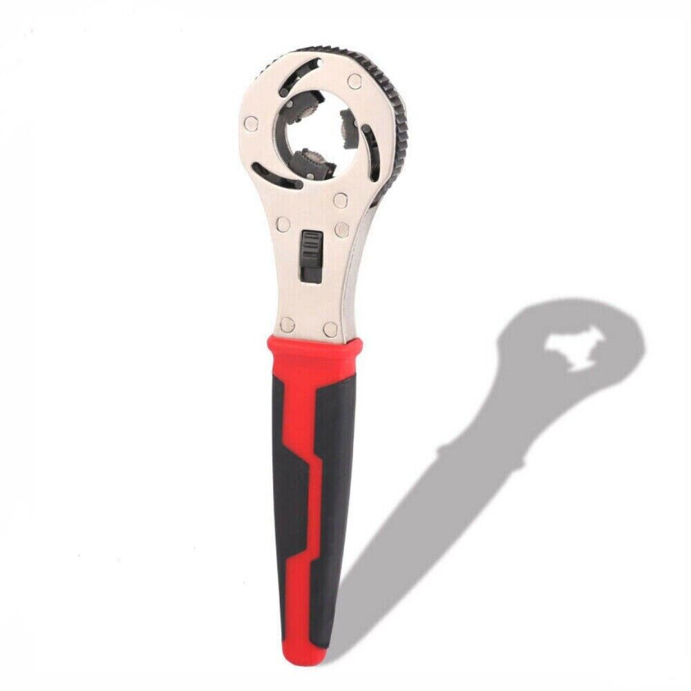 Versatile 8-Inch Auto Grip Universal Wrench - Adjustable for Inch and Metric Fasteners, Features 3 Ratcheting Steel Cams