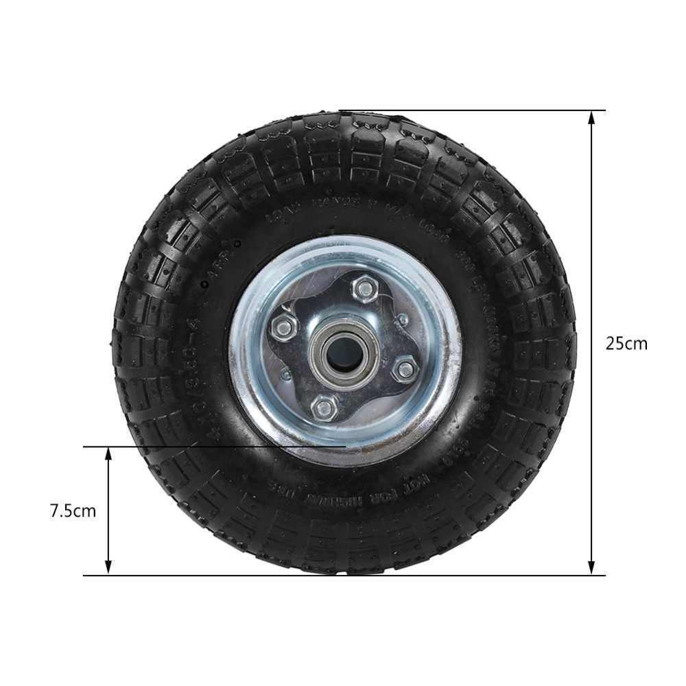 Durable 10-inch Solid Trolley Wheel, 4.10 / 3.50-4, with a 16mm Bore and Flat-Free Design for Wheelbarrows and Carts
