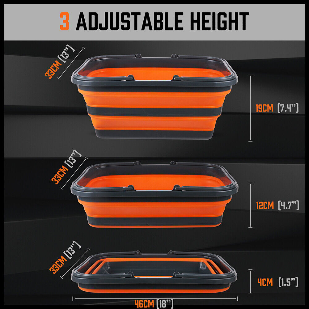 Versatile 16L Adjustable Collapsible Sink - Portable, Durable, Ideal for Camping, Showers, Storage, Dishwashing